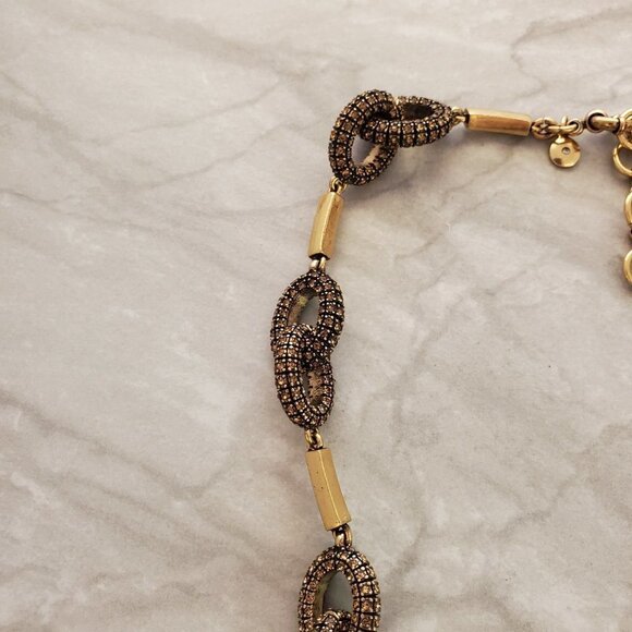 ✨ J.Crew Antiqued Distress Pave Rhinestones Crystal Classic Statement Necklace ✨ - Picture 6 of 13